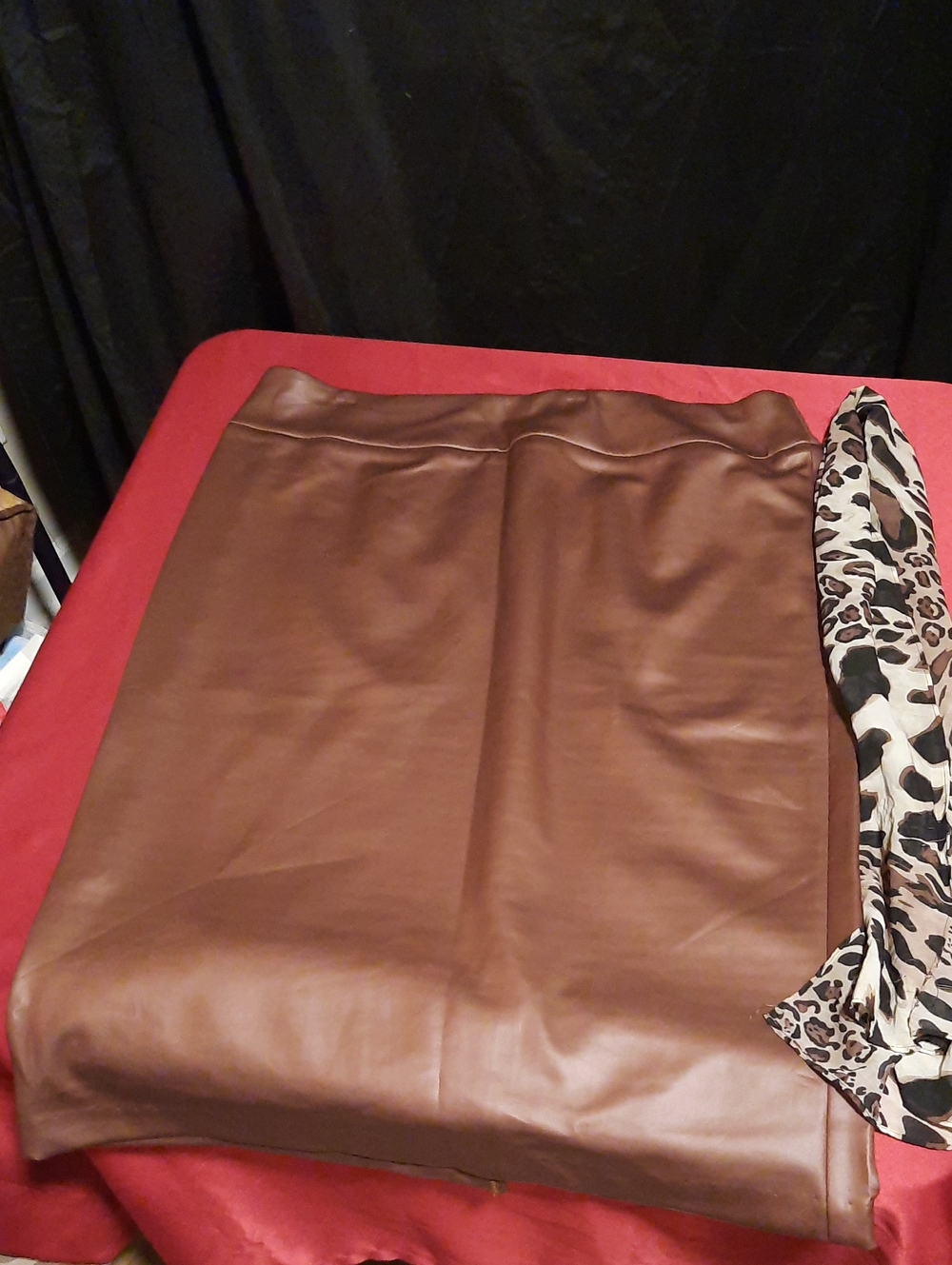 Ashley Stewart Brown Faux Leather Pencil Skirt